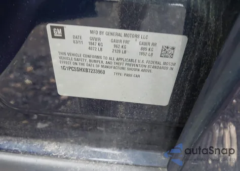 2011 Chevrolet Cruze Ls из США, поврежденный, VIN 1G1PC5SHXB7233960